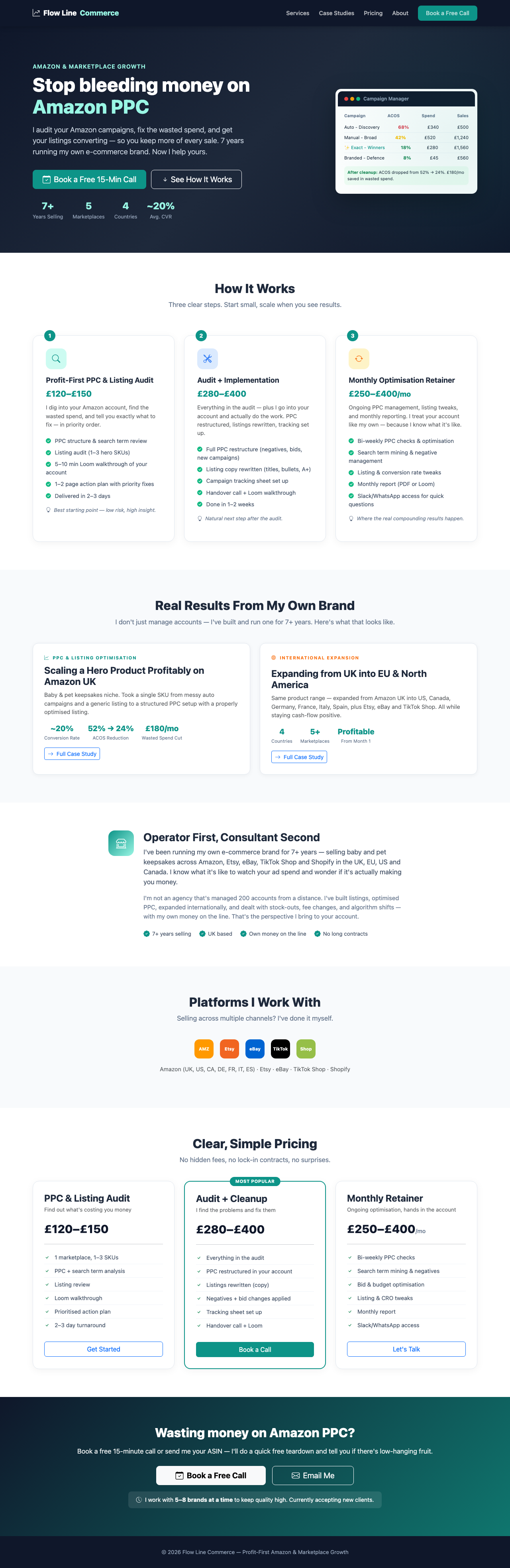 Flowline Commerce homepage